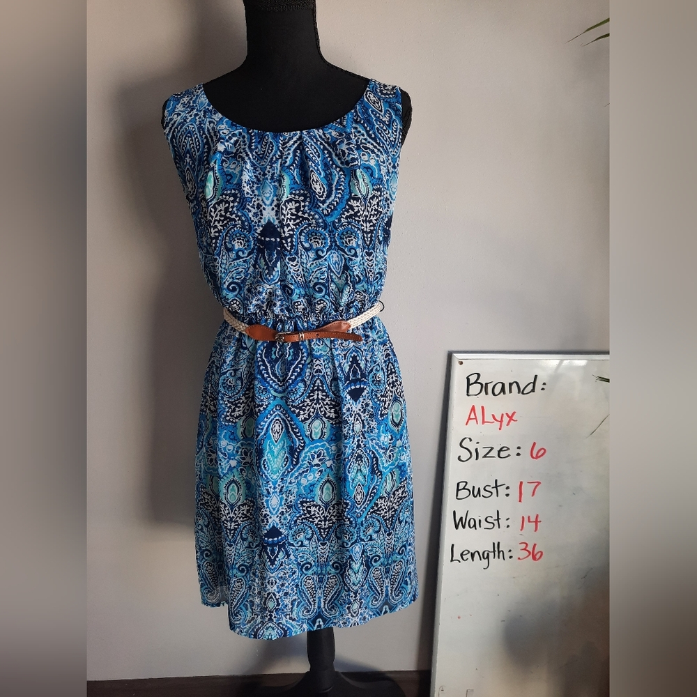 3/$5 Alyx Blue and White Paisley Midi Dress